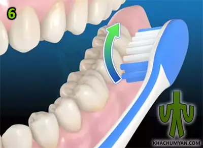 Brush position when brushing lower teeth